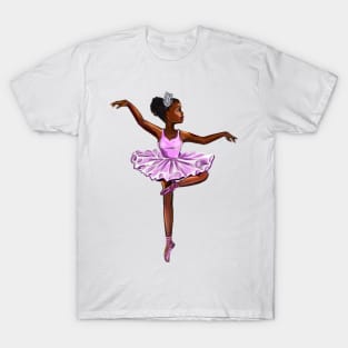 African american ballerina  in lavender purple tutu-#006- brown skin black ballerina T-Shirt